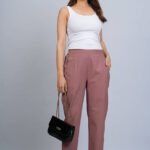 Women's Regular Fit Mid-Rise Ankle Length Solid Cotton Trouser Pant