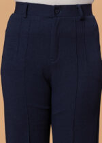 Women's Viscose Rayon Elastic Band Straight Fit High Waist Solid Trousers Pant - Image 2