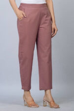 Women's Regular Fit Mid-Rise Ankle Length Solid Cotton Trouser Pant - Image 2