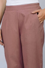 Women's Regular Fit Mid-Rise Ankle Length Solid Cotton Trouser Pant - Image 3