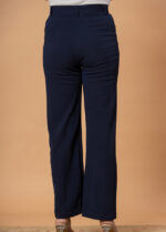 Women's Viscose Rayon Elastic Band Straight Fit High Waist Solid Trousers Pant - Image 4