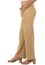 Women's Viscose Rayon Elastic Band Straight Fit High Waist Solid Trousers Pant - Image 2