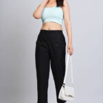 Women's Regular Fit Mid-Rise Ankle Length Solid Cotton Trouser Pant