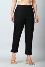 Women's Regular Fit Mid-Rise Ankle Length Solid Cotton Trouser Pant - Image 2