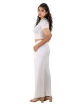 Women's Viscose Rayon Elastic Band Straight Fit High Waist Solid Trousers Pant - Image 3