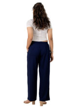 Women's Viscose Rayon Elastic Band Straight Fit High Waist Solid Trousers Pant - Image 4