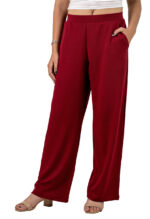 Women's Viscose Rayon Elastic Band Straight Fit High Waist Solid Trousers Pant - Image 3