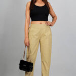 Women's Regular Fit Mid-Rise Ankle Length Solid Cotton Trouser Pant