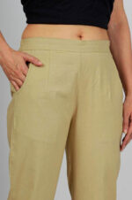Women's Regular Fit Mid-Rise Ankle Length Solid Cotton Trouser Pant - Image 2