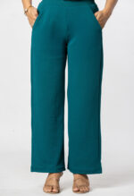 Women's Viscose Rayon Elastic Band Straight Fit High Waist Solid Trousers Pant - Image 4