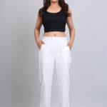 Women's Regular Fit Mid-Rise Ankle Length Solid Cotton Trouser Pant