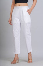 Women's Regular Fit Mid-Rise Ankle Length Solid Cotton Trouser Pant - Image 4