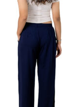 Women's Viscose Rayon Elastic Band Straight Fit High Waist Solid Trousers Pant - Image 6