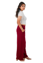 Women's Viscose Rayon Elastic Band Straight Fit High Waist Solid Trousers Pant - Image 5