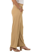 Women's Viscose Rayon Elastic Band Straight Fit High Waist Solid Trousers Pant - Image 5
