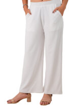 Women's Viscose Rayon Elastic Band Straight Fit High Waist Solid Trousers Pant - Image 6