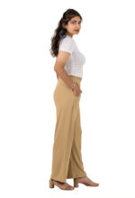 Women's Viscose Rayon Elastic Band Straight Fit High Waist Solid Trousers Pant - Image 6