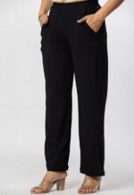 Women's Viscose Rayon Elastic Band Straight Fit High Waist Solid Trousers Pant - Image 6